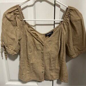 Express Beige Puff Sleeve Blouse